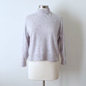 Everlane cashmere crop mockneck sweater, lavender donegal
